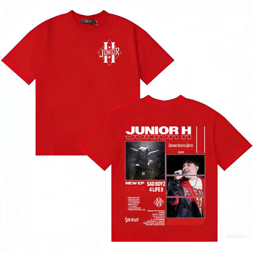 

Rapper Junior H Sad Boyz Harajuku Album Cover T Shirt Unisexs Hip Hop Retro Short Sleeve TShirts Clothes Cotton Tshirt Streetwear S