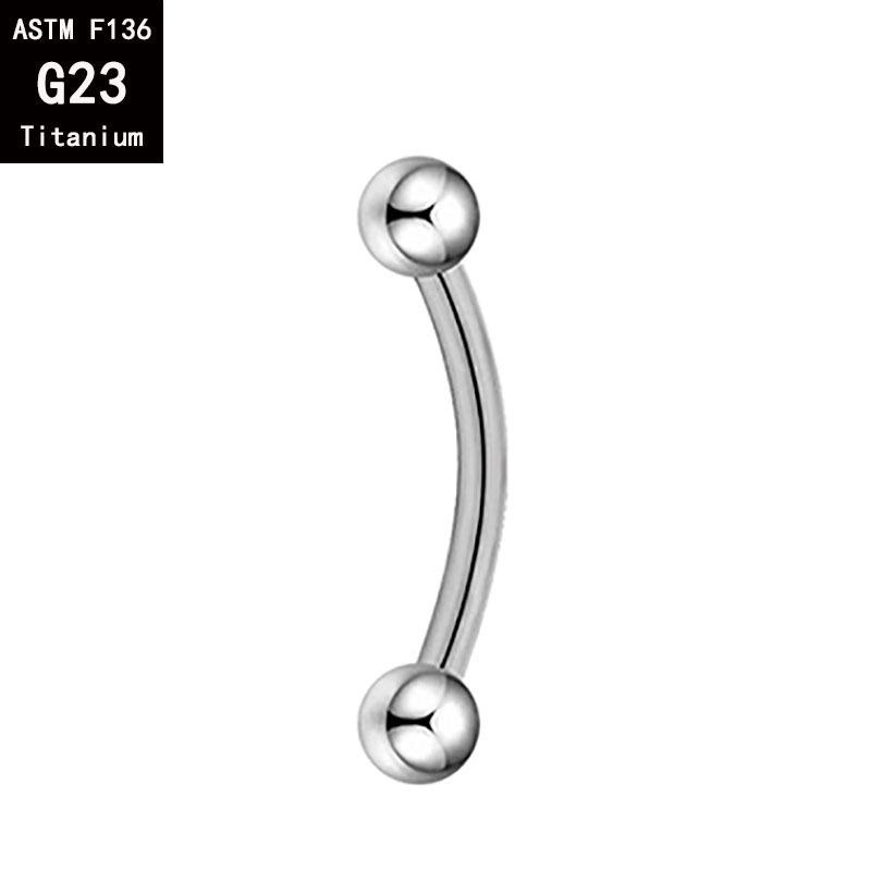 

Титановая штанга-банан с двойными шариками G23 для пирсинга брови и языка, внутренняя резьба, сплав F136. 1.2*12*3
