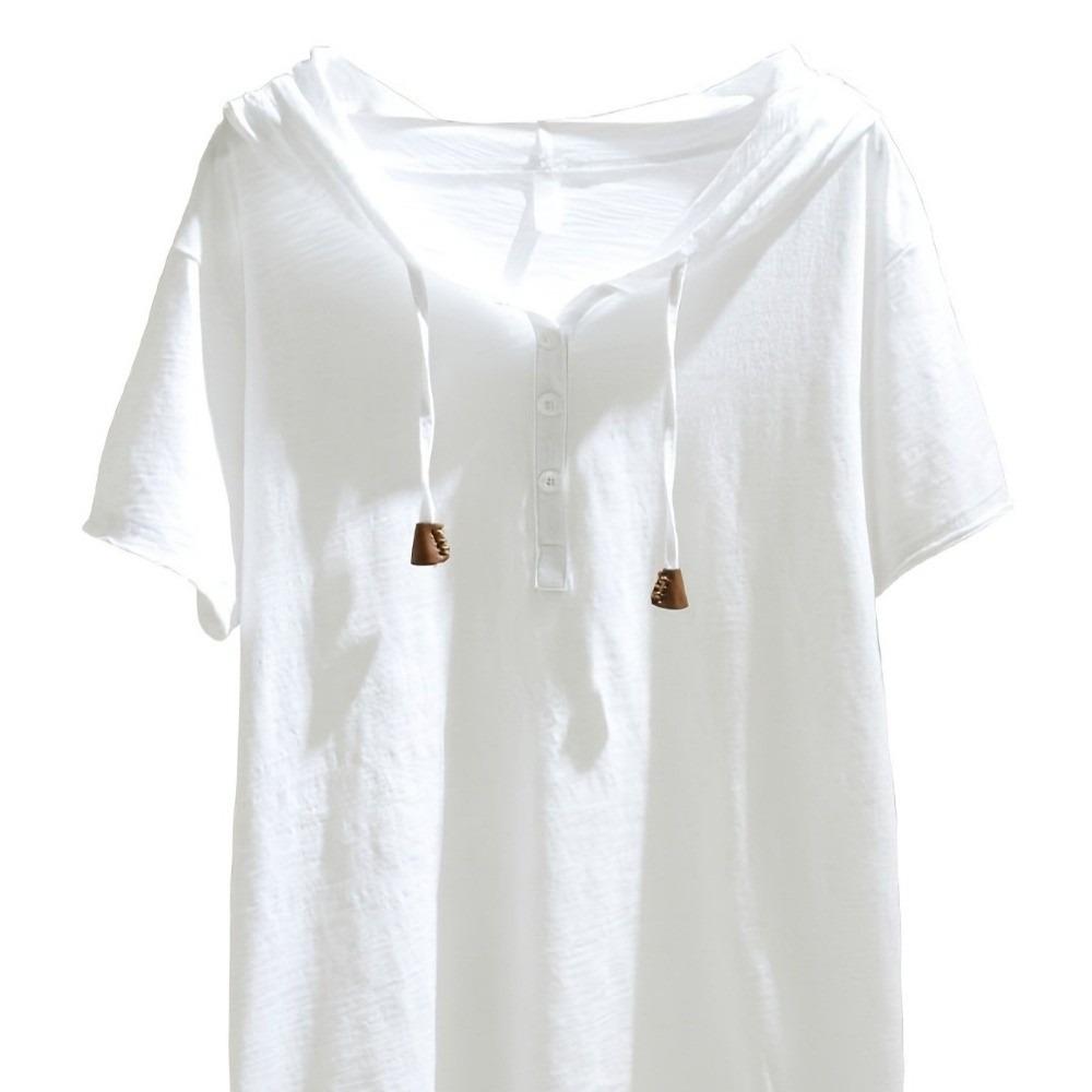 

Thin Hooded Short Sleeve T-Shirt Loose Fit Pullover Tops Breathable Women s Top Summer L