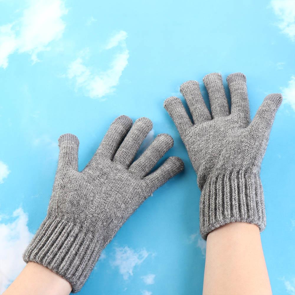 Solid Color Knitted Woolen Gloves Touchscreen Full Finger Gloves Soft Men Knitted Gloves  Male