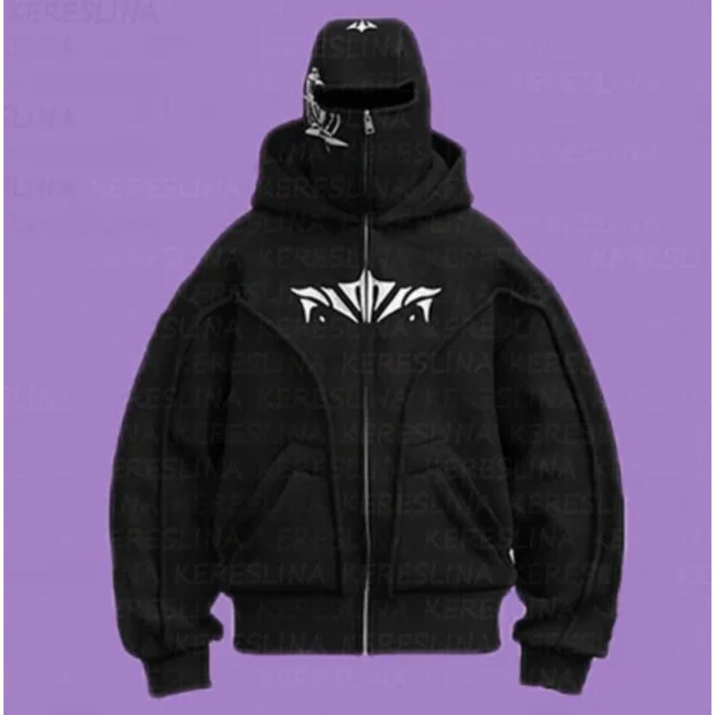 BeatStreet Double Hat Hoodies Balaclava Streetwear Hip Hop Fashion Face Mask Hoodie Jacket Coat Men Women Autumn Winter Zipper Sweatshirts