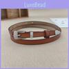 Twolayer Handcrafted Leather Thin Waistband With Metal Closure For Fashion Daily