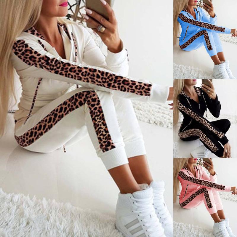 Mujer Nueva Moda Leopardo Estampado Dos Piezas Trajes Deportivos Tops con  Pantalones Chándal 2 Piezas Conjunto Trajes de Sudor Jogging Outfits para  Mujer comprar a buen precio — entrega gratuita, reseñas reales