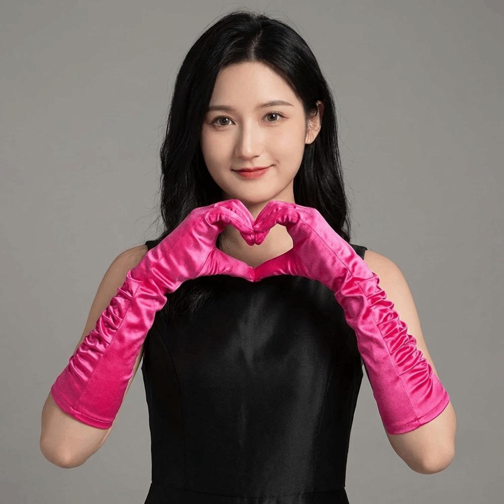 Koreansk Stil Helhandskar Satäng Brudhandskar Eleganta Armvärmare Flicka