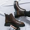 Men's Casual Fashion Martin High-Top Boots - Autumn/Winter Thick-Soled Korean & British Style, Slip-On Height-Increasing Design