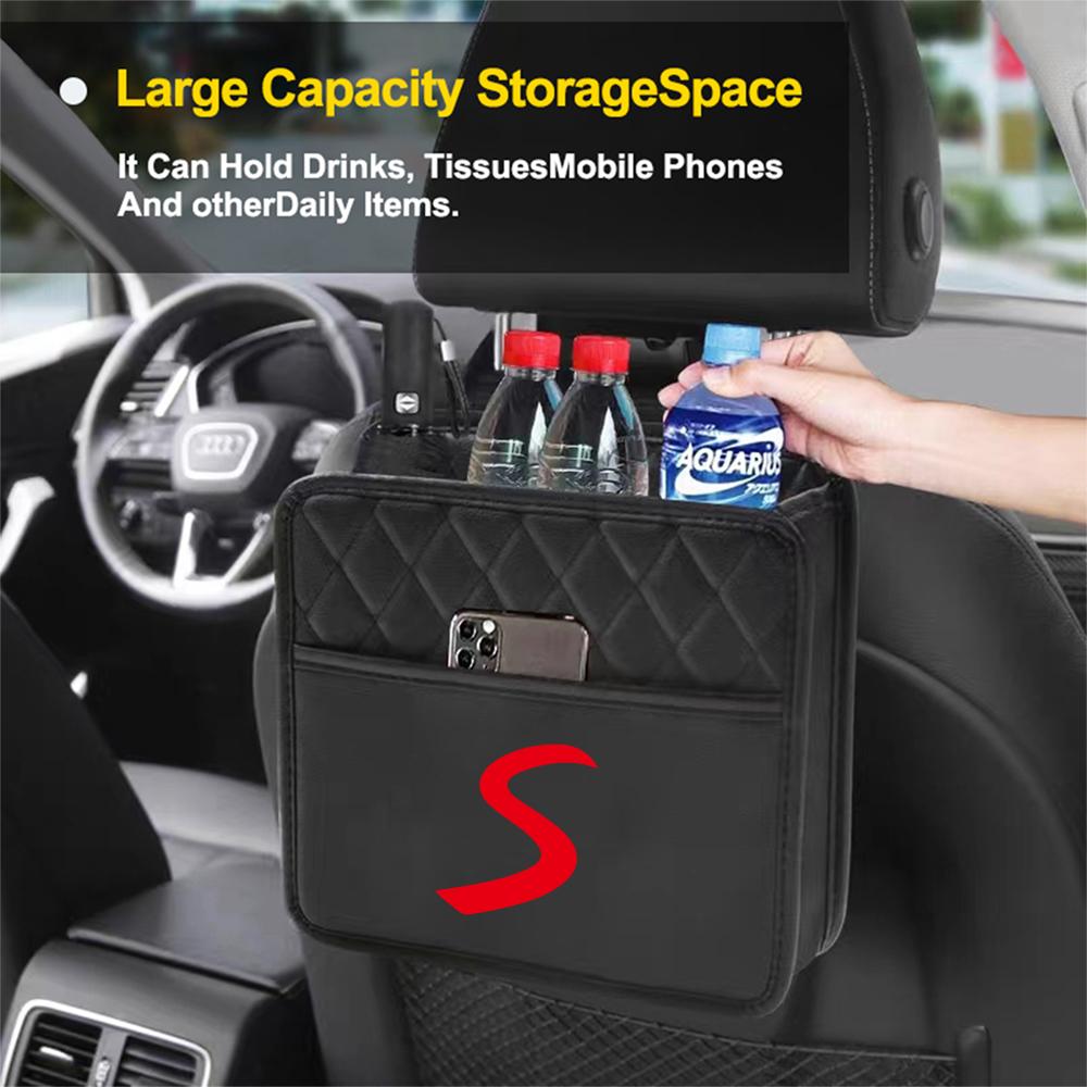 Leather Car Seat Back Tissue Water Cup Holder Storage Bag Phone Pocket For MINI Cooper S Works JCW R55 R56 R50 R53 R60 Clubman ulqch44