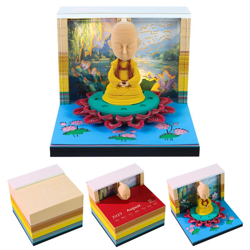LED Light 2027 Desk Calendar with Artistic 3D Tear-away Feature Perfect for Desktop Organization