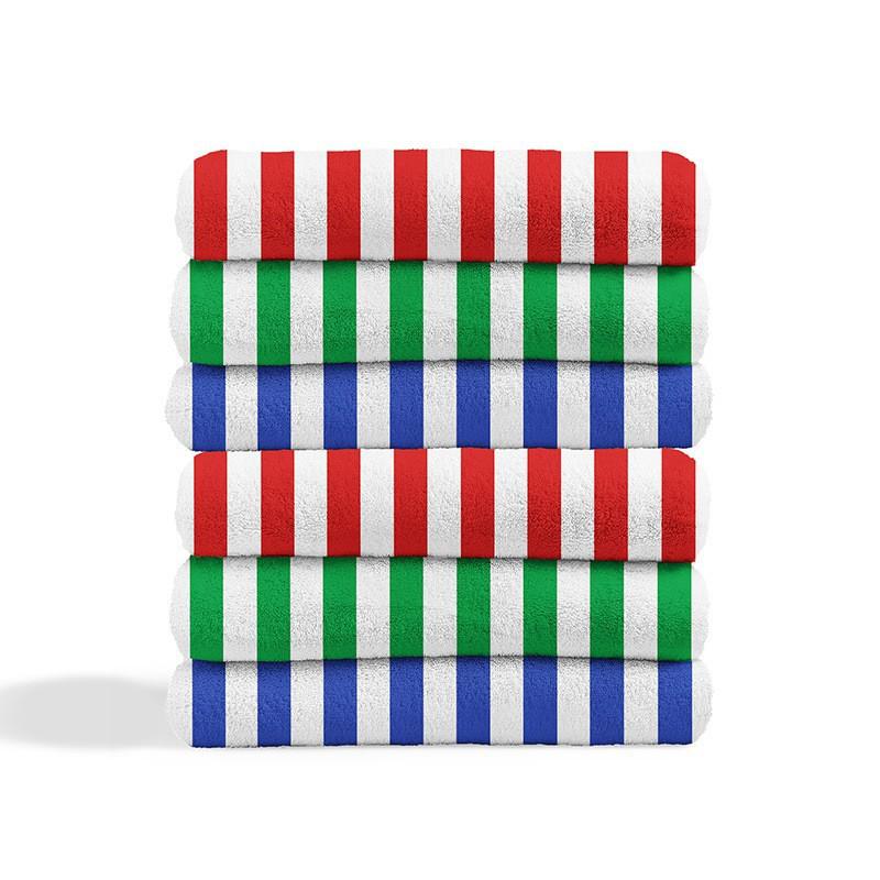 100% Cotton Woven Beach Towel Adults Large Absorbent Bath With Stripe Quick Dry Swimming Wrap Pool Spa Travel