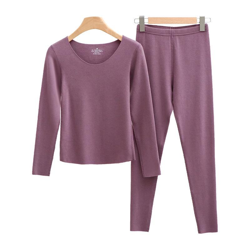 Women's Seamless Thermal Fleece Underwear Suit with Hyaluronic Acid - Slim Fit, Plus Size, Autumn Pants