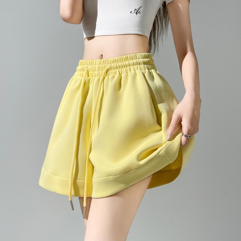 2026 Women's Breathable Cotton Summer Sports Shorts with Drawstring; Loose Fit, Slimming, Pocket Design, Wide Leg Casual Outerwear.