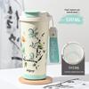 Chinese Ink Wash Portable Thermos: 316 Stainless Steel with Ceramic Liner, Double Lid for Coffee & Water