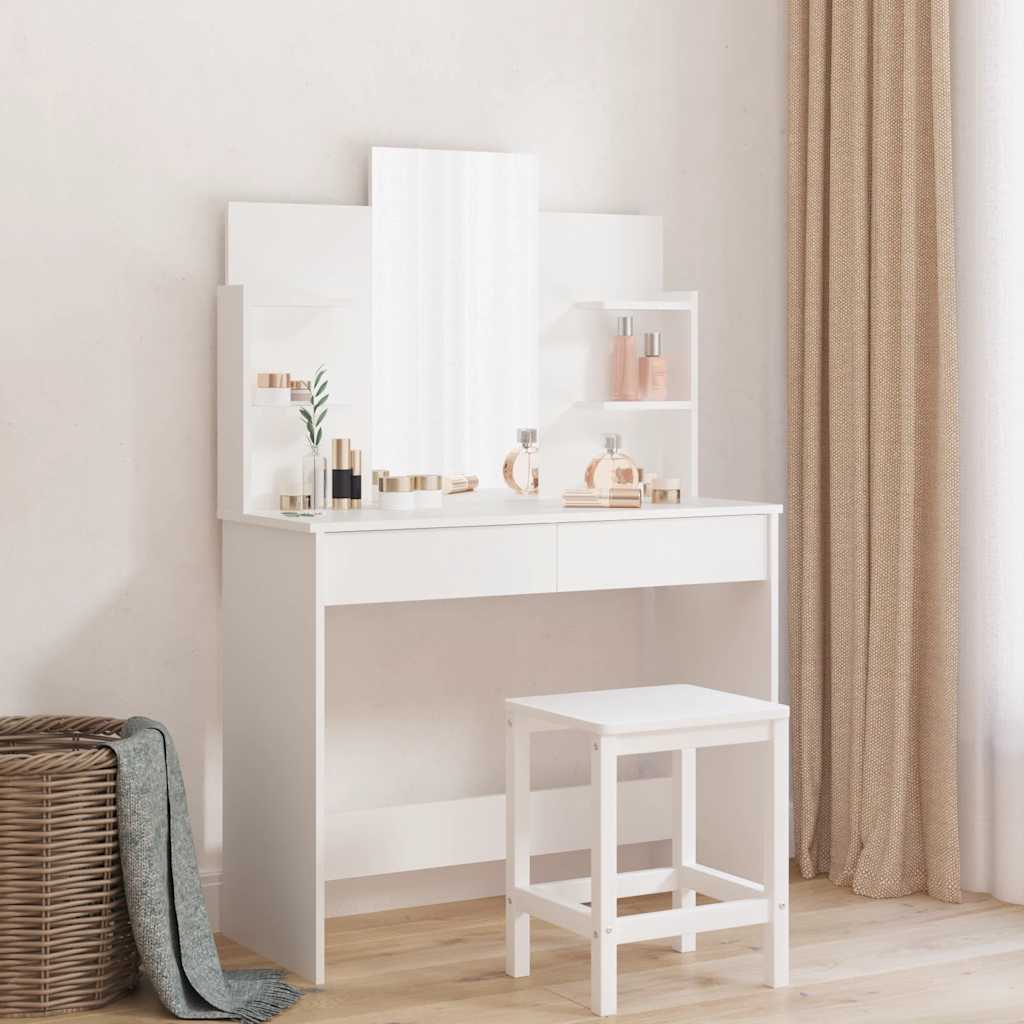 Vidaxl Toaletka Z Lustrem, Biała, 96X39X142 Cm