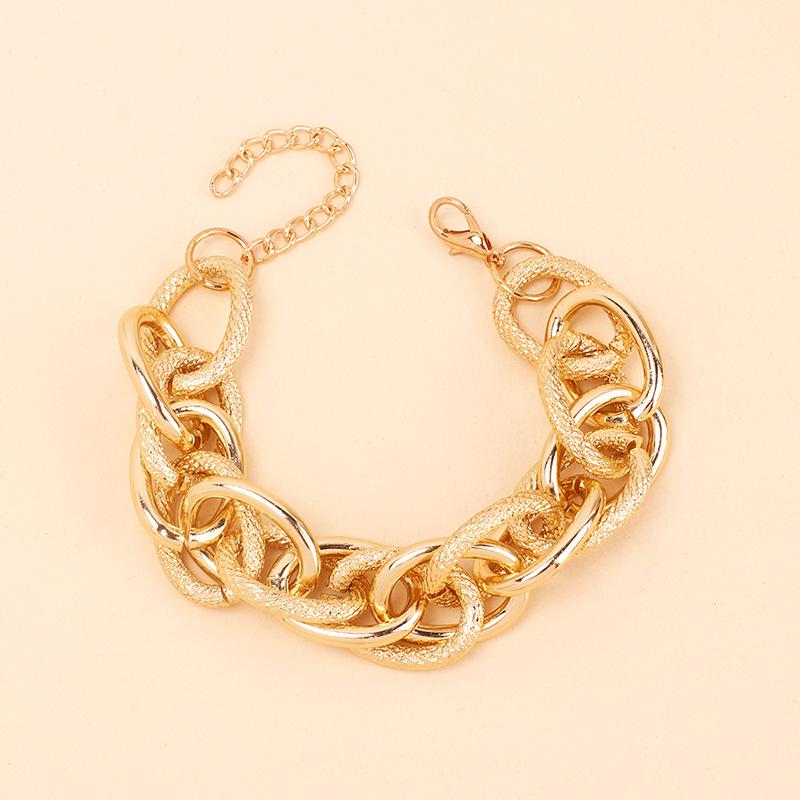 

Gold exaggerated aluminum chain choker necklace bracelet combination set, niche jewelry