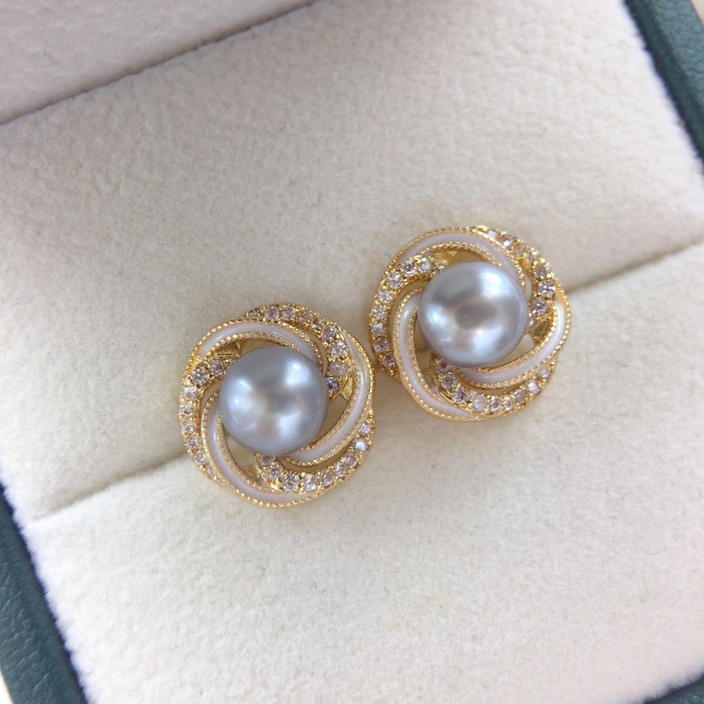 Natural Freshwater Pearl Earrings, French Retro Bird's Nest Classic Style, Exquisite and High-end Jewelry, Women's Jewelry