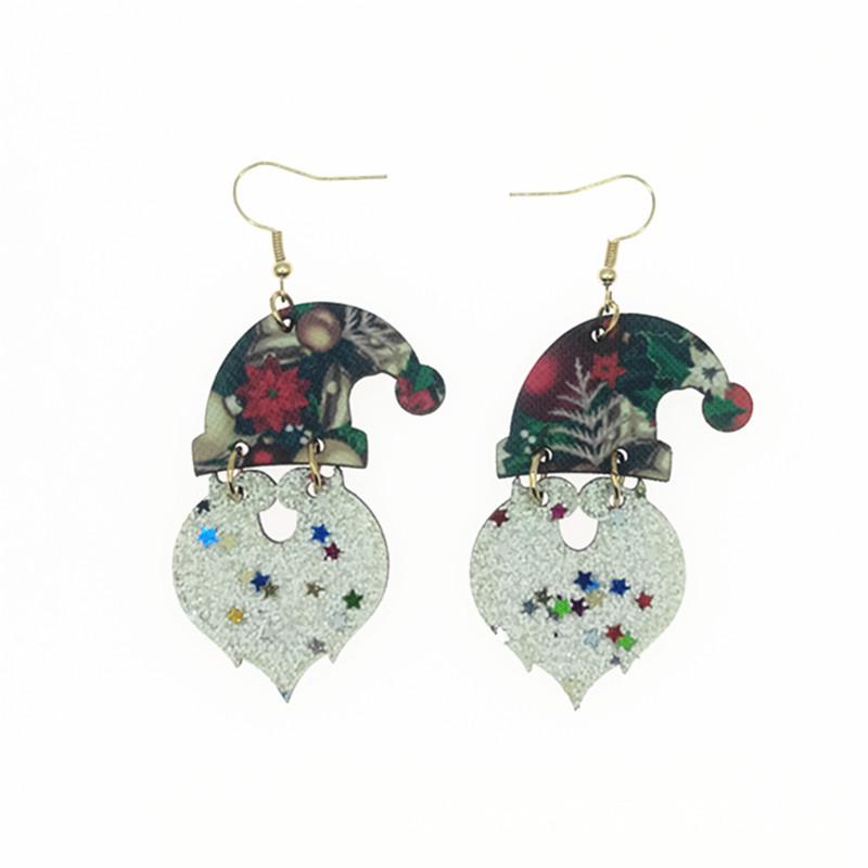 

Christmas Elf and Santa Claus Wooden Leather Earrings
