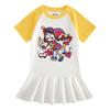 2026 Summer Korean Style Short Sleeve Cartoon Girls' Dress with Pleated Skirt