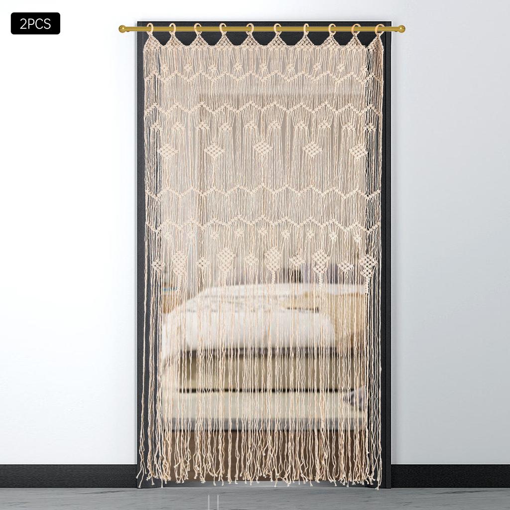 2* Boho Macrame Window Curtain Room Divider Doorway Curtain 78.7 X 39 Inches Large Long Macrame Wall Hanging for Home Decor