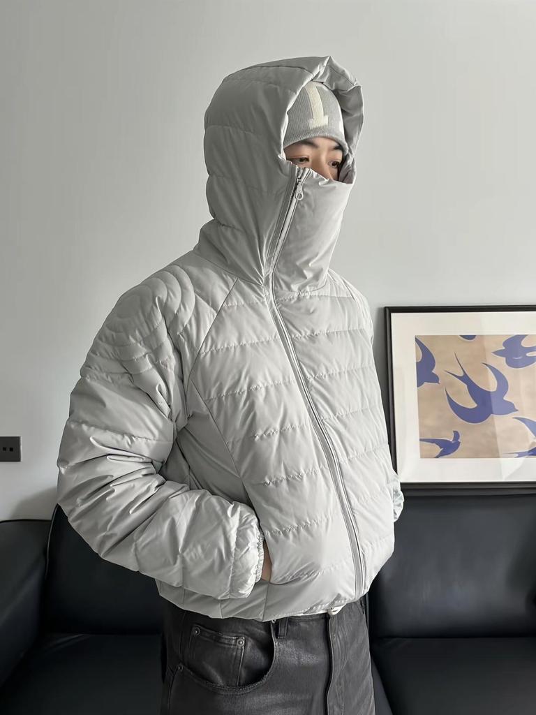 Leichte Winterjacke für Herren aus Baumwolle mit Kapuze, Reißverschluss und Masken-Design – Vielseitige Oberbekleidung