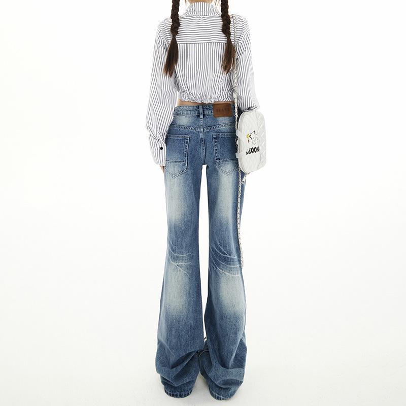 Women's Light Micro-Flare Jeans 2025 Spring/Autumn - Petite Low-Waist, Narrow Straight-Leg, Relaxed Fit