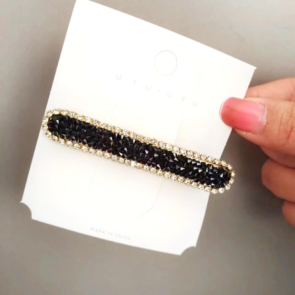 Korean Version of the Simple Rhinestone One-word Hairpin Bangs Clip Duckbill Clip with Toothed Edge Clip