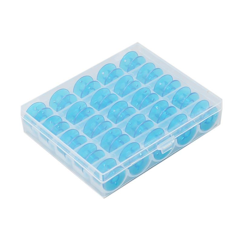 Home Sewing Machine Bobbins 25 Blue Plastic Bobbins In a Box