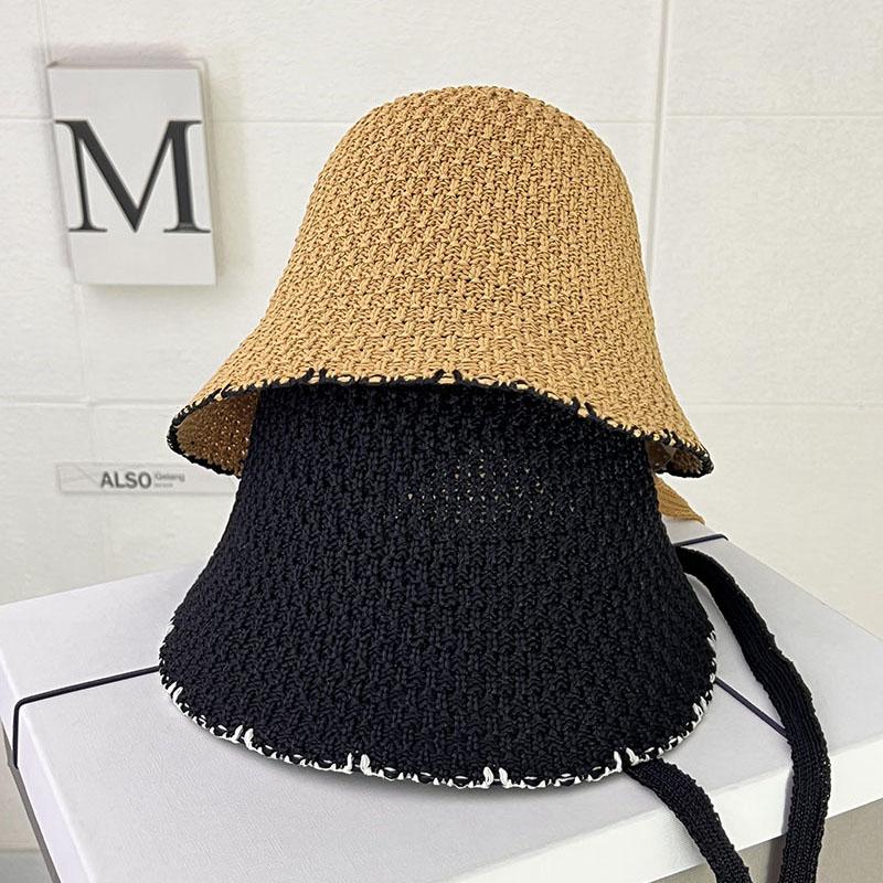 Hollow Thin Bucket Hat Women's Spring Summer Sunscreen Sunshade Basin Hat Fashion Show Small Face Breathable Bucket Hat