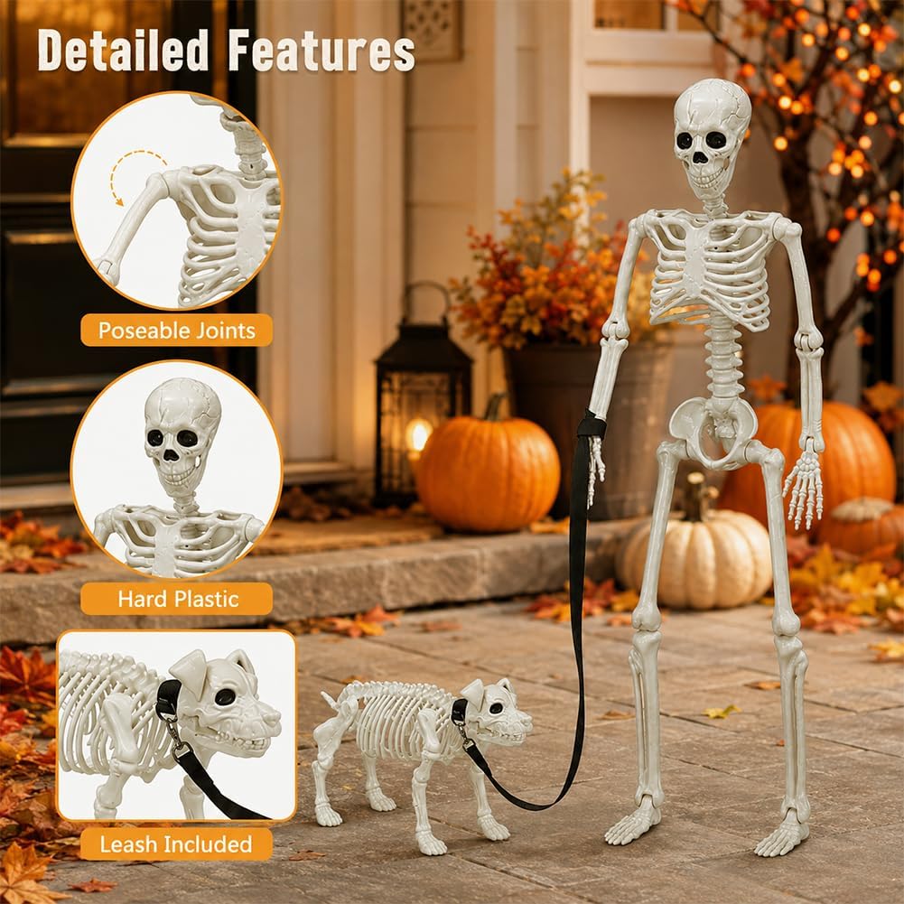 Halloween Skull Dog Decor Set White