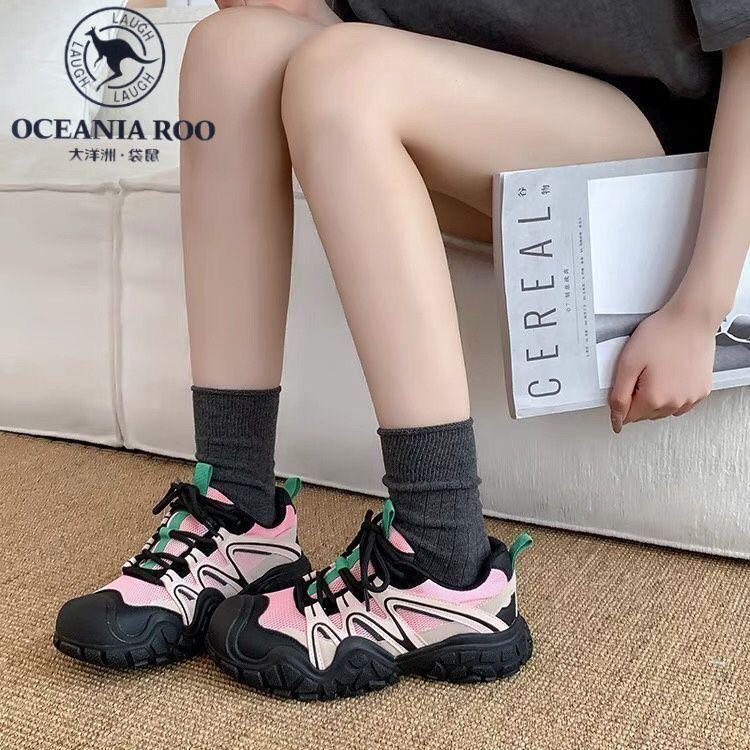 

женская обувь на платформе, сетчатая дышащая повседневная спортивная обувь на плоской подошве, альпинистские белые туфли 35 чёрный