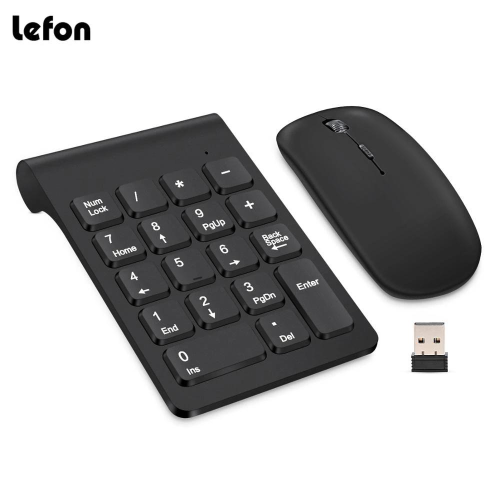 

Lefon Wireless Keyboard Mini Digital Number Numeric Keypad Accounting Bank 18 Keys Keypad Mouse Set For Laptop PC Notebook
