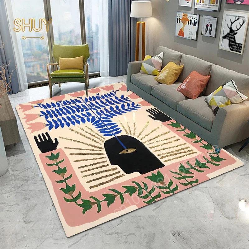 Ancient Egypt Abstract Carpet and Rug for Living Room Mat Colorful Tiger Leopard Figure Bath Non-Slip Bedroom Flannel Home Decor