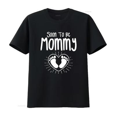 Damen Bald Mama Schwangerschaftsankündigung Zukünftige Mama Mutter T-Shirt Schwarz vintage Gewaschen Unisex Stilvoll homme Weich
