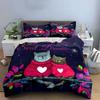 Romantic Cats Night Decor Soft Comfortable Duvet Cover Bedding Set Included 1*Duvet Cover & 2*Pillowcases, Gift