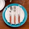 6pcs Laguiole Steak Knives and Fork Set Stainless Steel Japanese Cutlery Wood Dinner Knife and Forks Wooden Handle Dinnerware