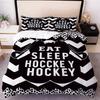 Hockey Player Duvet Cover Set Sports Theme Breathable Polyester Bedding Digital Print Machine Washable