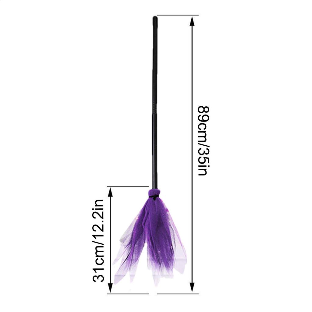 1pc Halloween Witch Broom Plastic Witch Broom Costume Accessory Hanging Flying Prop Halloween Party Cosplay Costume Supplies