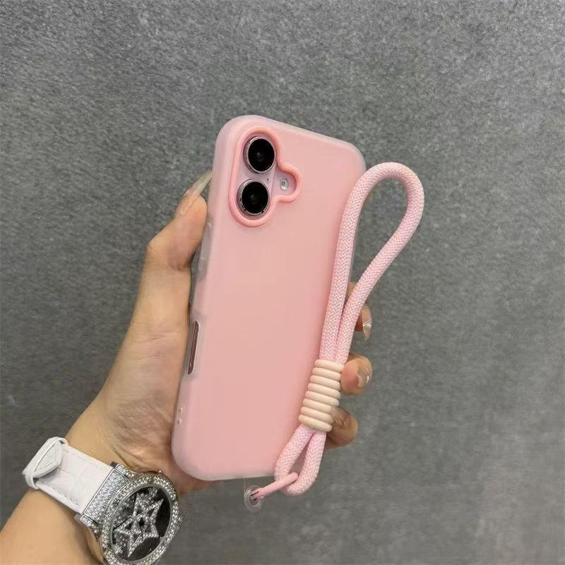 Soft Matte Candy Transparent Phone Case For iPhone 17 16 Pro Max 15 14 13 12 11 XS X 7 8 Plus 16e Hand Wrist Strap Lanyard Cover