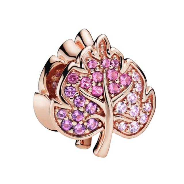 Подвеска из розового золота с цветком в виде листа и короны в виде сердца — фото 44