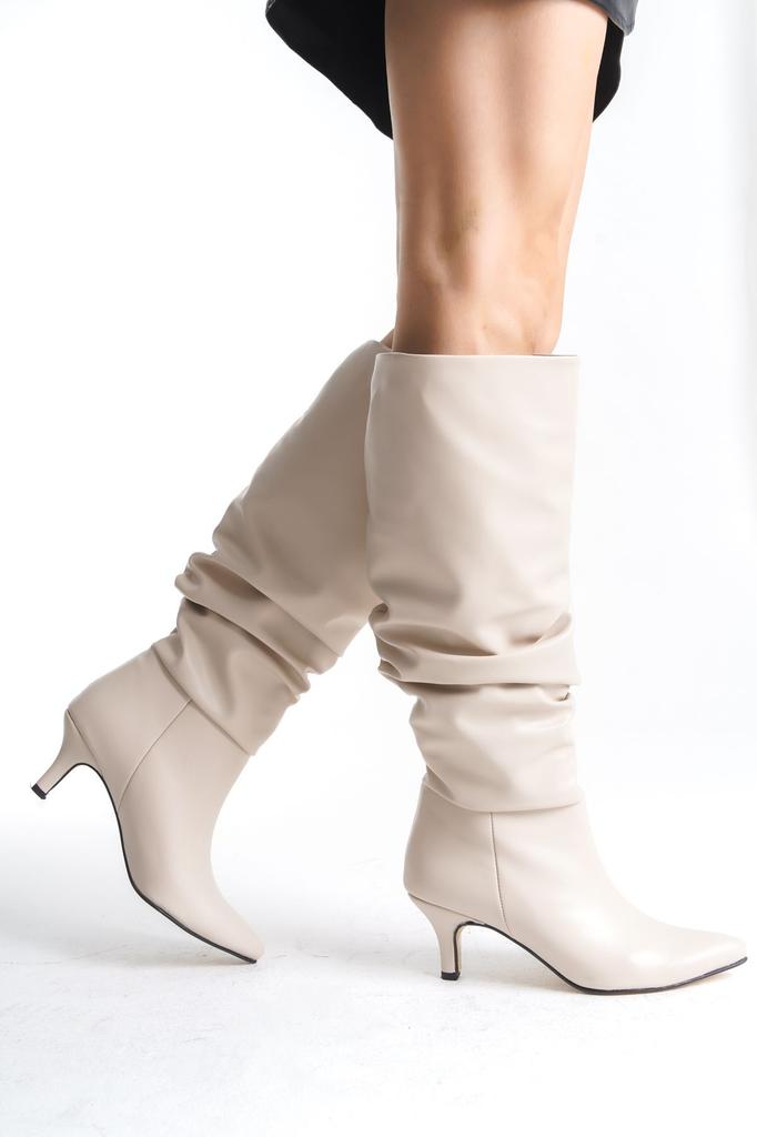 Women Modern Stylish Fashion Boots Boots Faux Leather Suede Short Thin Heeled Boots