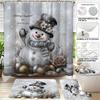 4pcs Christmas Cute Snowman Printed Bathroom Set 180x180 Waterproof Shower Curtain Floor Mat Toilet Mat U-shaped Mat