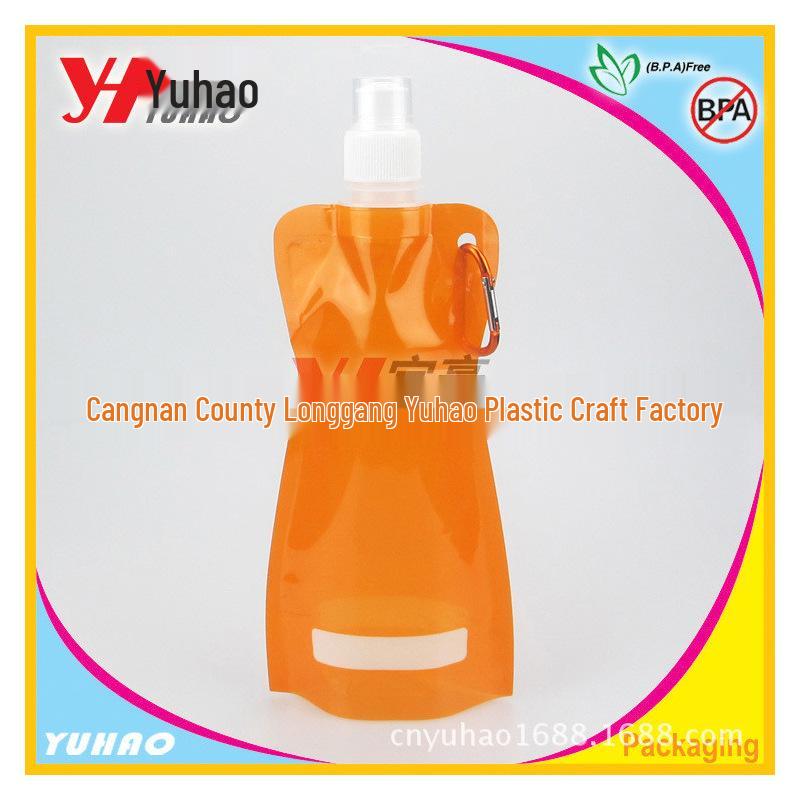 Portable 480ml Foldable Sports Water Bag with Customizable Silk Screen Logo