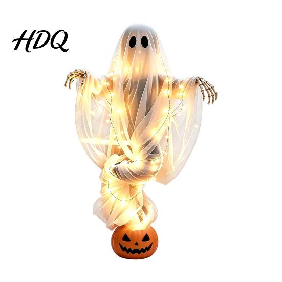 Outdoor Holiday Lawn Accents Halloween Swirling Ghost Pumpkin Yard Lamp Lighted Spooky Front Porch