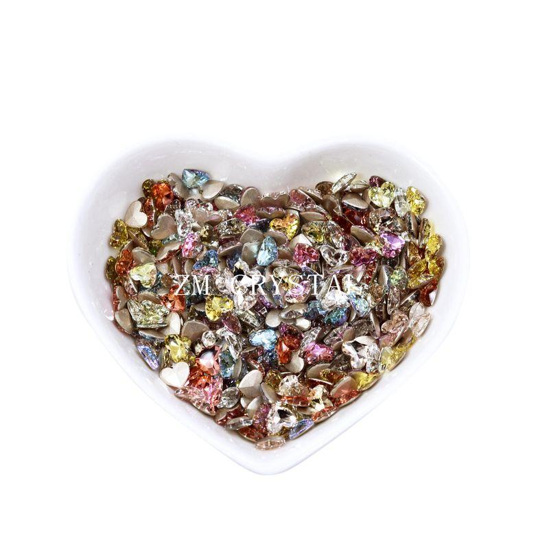

K9 Export New Super Flash 6mm Heart Color Manicure Fancy Shape Diamonds Flats Peach Heart Nail Stickers Rhinestone Jewelry K9 Flats 6mm Heart randomly mixed 10 pieces