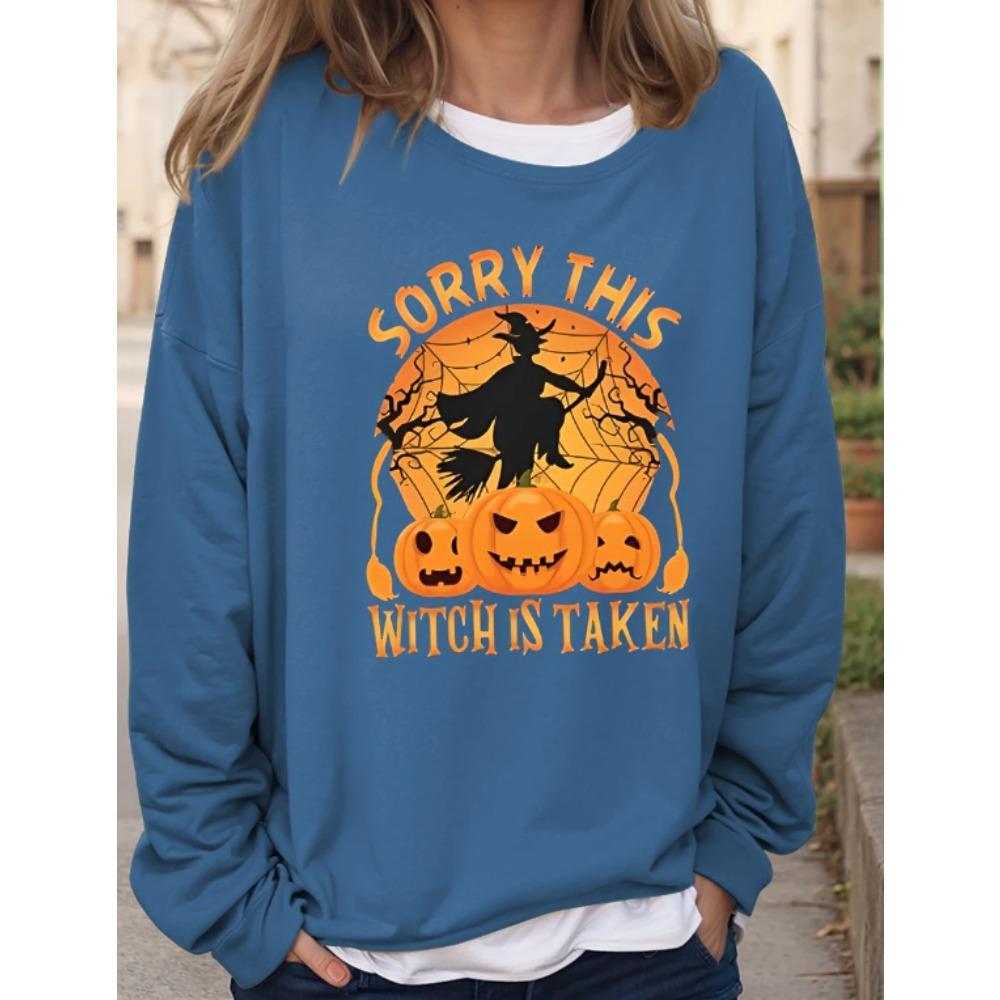 Tops for Women Halloween Print Round Neck Long Sleeve T-shirt Fall Casual Slim Pullover Women's Long Sleeve Top