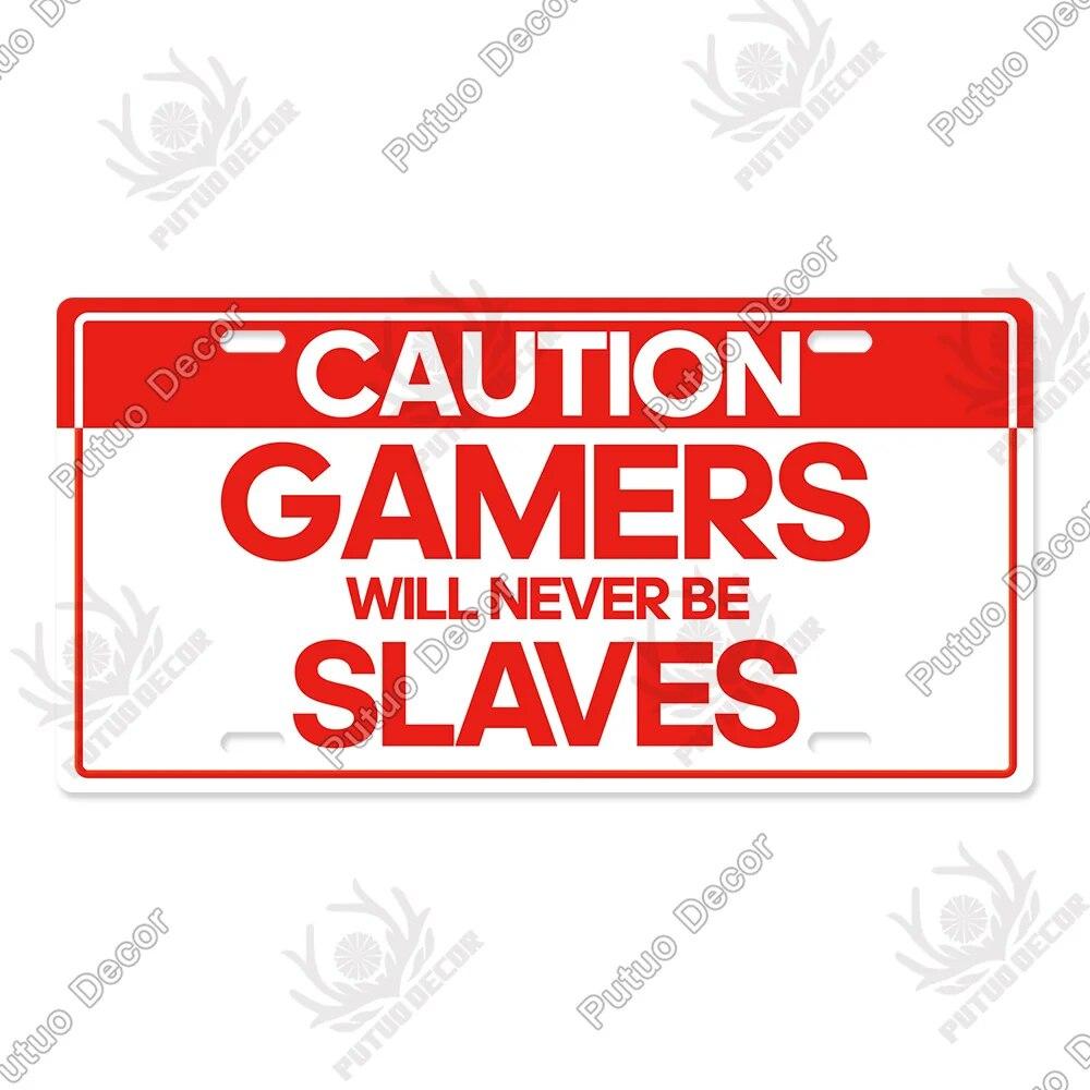 Putuo Decor Warning  Game Zone Tin Sign License Plate Plaque Metal Vintage Poster for Man Cave Pub Club Park Wall Art Decor
