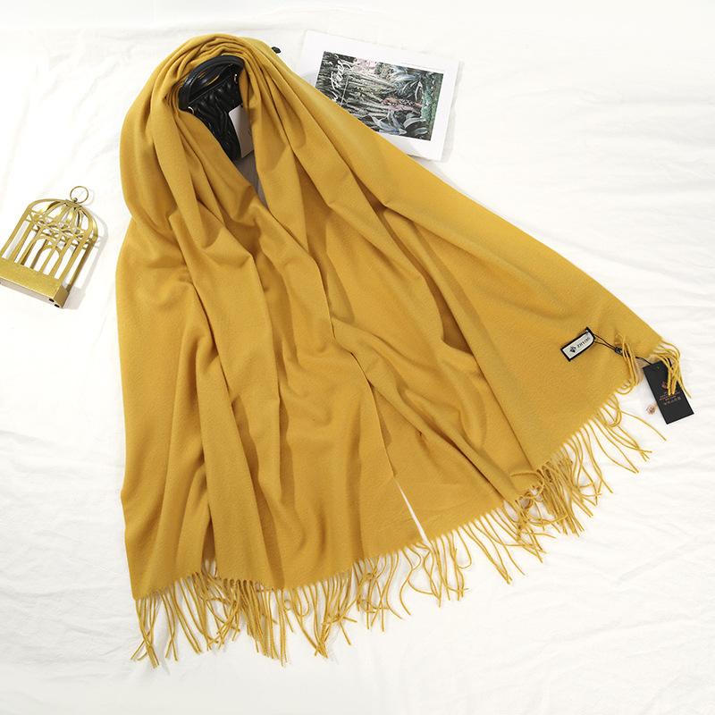 Scarf for Women Autumn and Winter Warm Thickened Wool Imitation Cashmere Scarf Winter All Match Men's Shawl Solid Color Scarf
