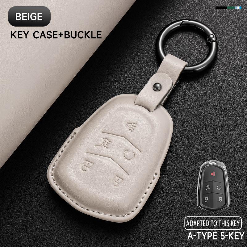Genuine Leather Car Key Case Cover Key Bag For Cadillac GMC ATS CT6 CTS DTS XT5 Escalade ESV SRX STS XTS Protect Set Accessories