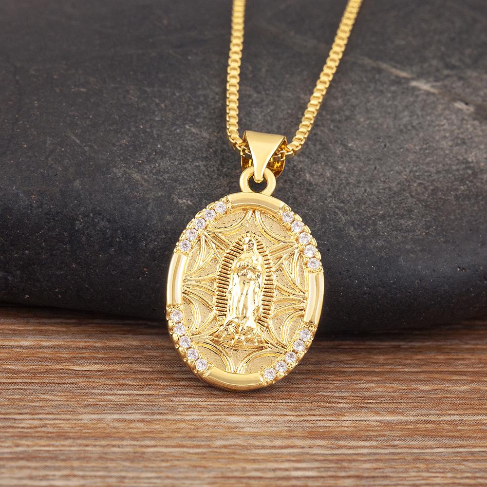 

Nidin New Retro Oval/Round Shape Religious Style Zircon Flip Pendant Necklace For Female Male Lovers Photos Jewelry Accessories