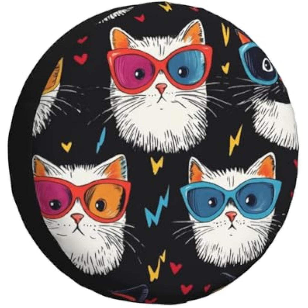 Cool Cat In Sunglasses Spare Tire Cover Fun Animal Wheel Protector