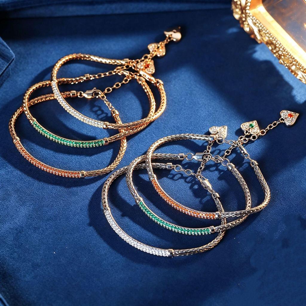 Douyin Pavé Set Smile Bracelet Bangle - Exquisite Fashion Jewelry for Women