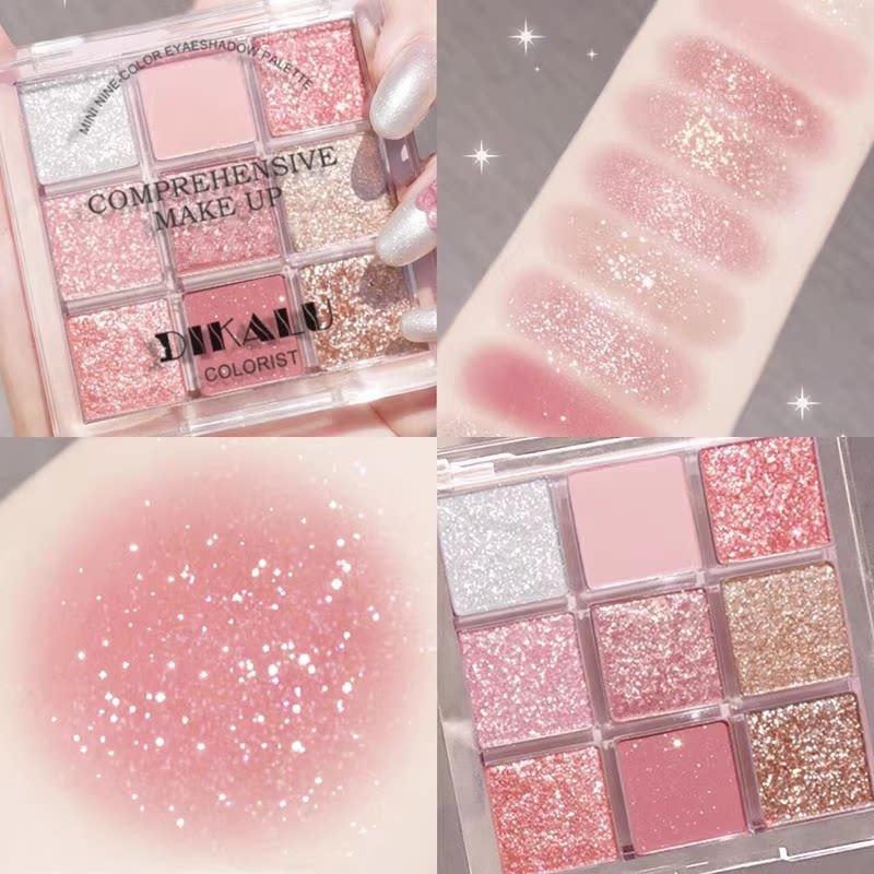 Nine-Pan Glitter Eyeshadow Palette Waterproof Pearlescent Matte Warm Brown Milk Tea Earth Tones Daily Light Makeup Student Affordable Price